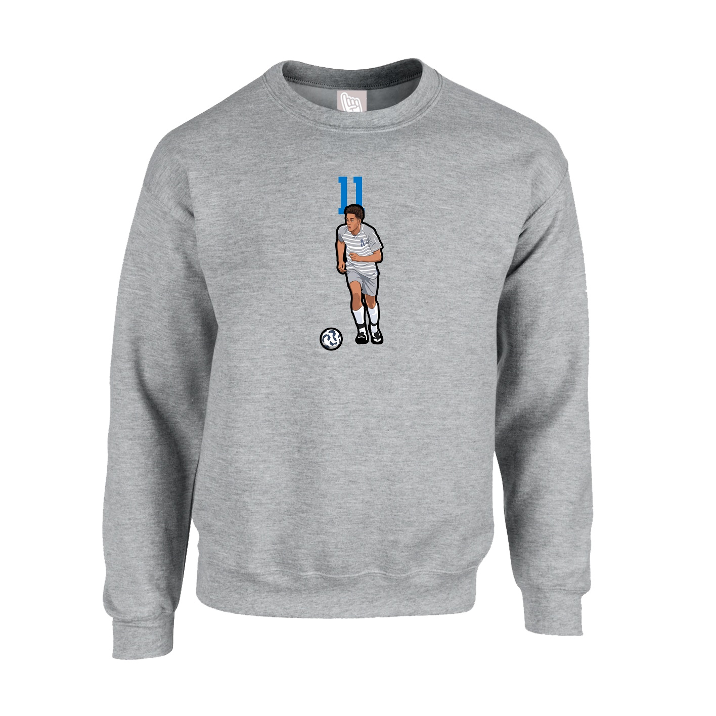Fleece Crew — Number Top in Grey