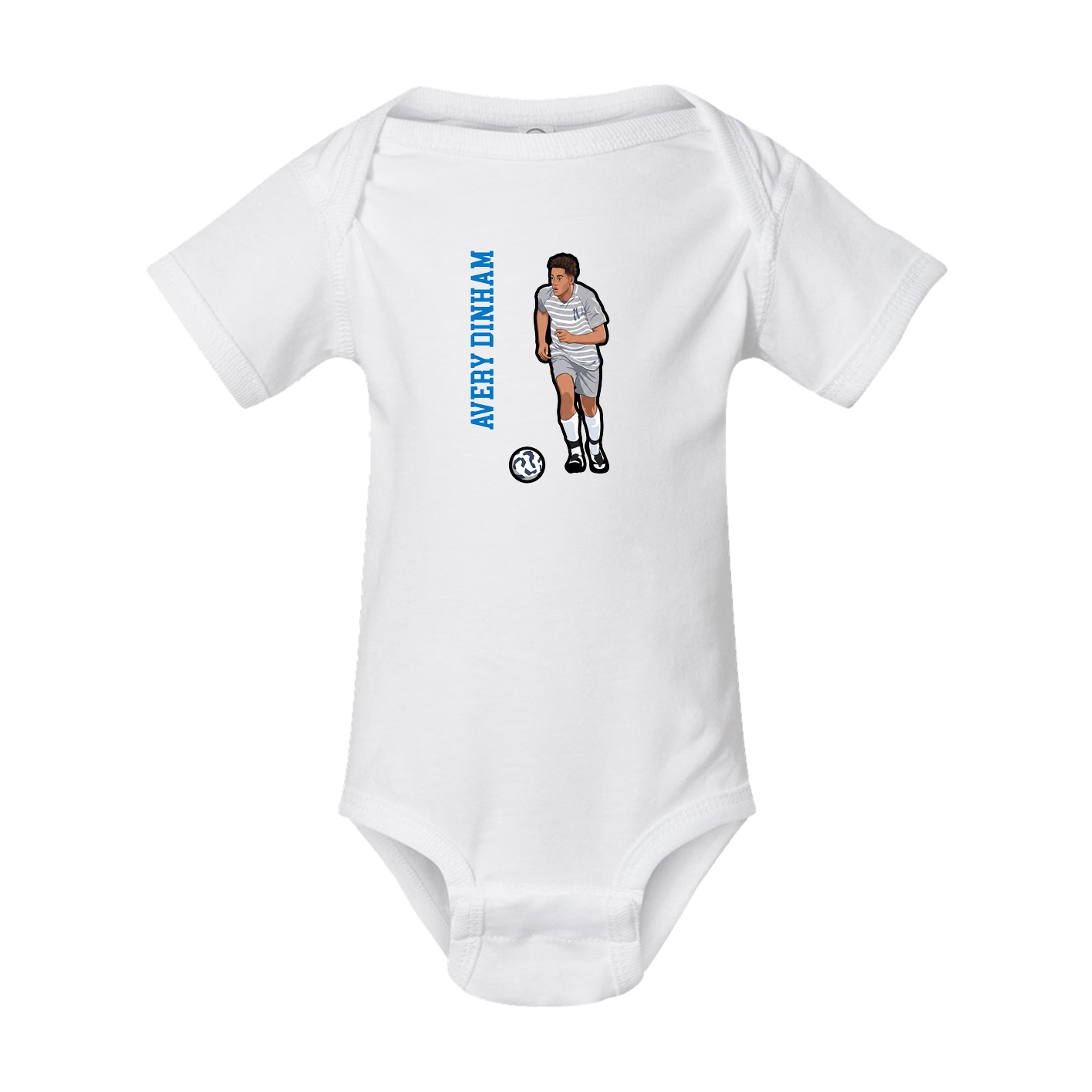 Baby Onesie — Name Vertical in White