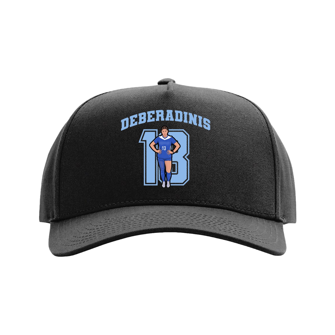 Full Fabric Five-Panel Champ Cap — Number in Black