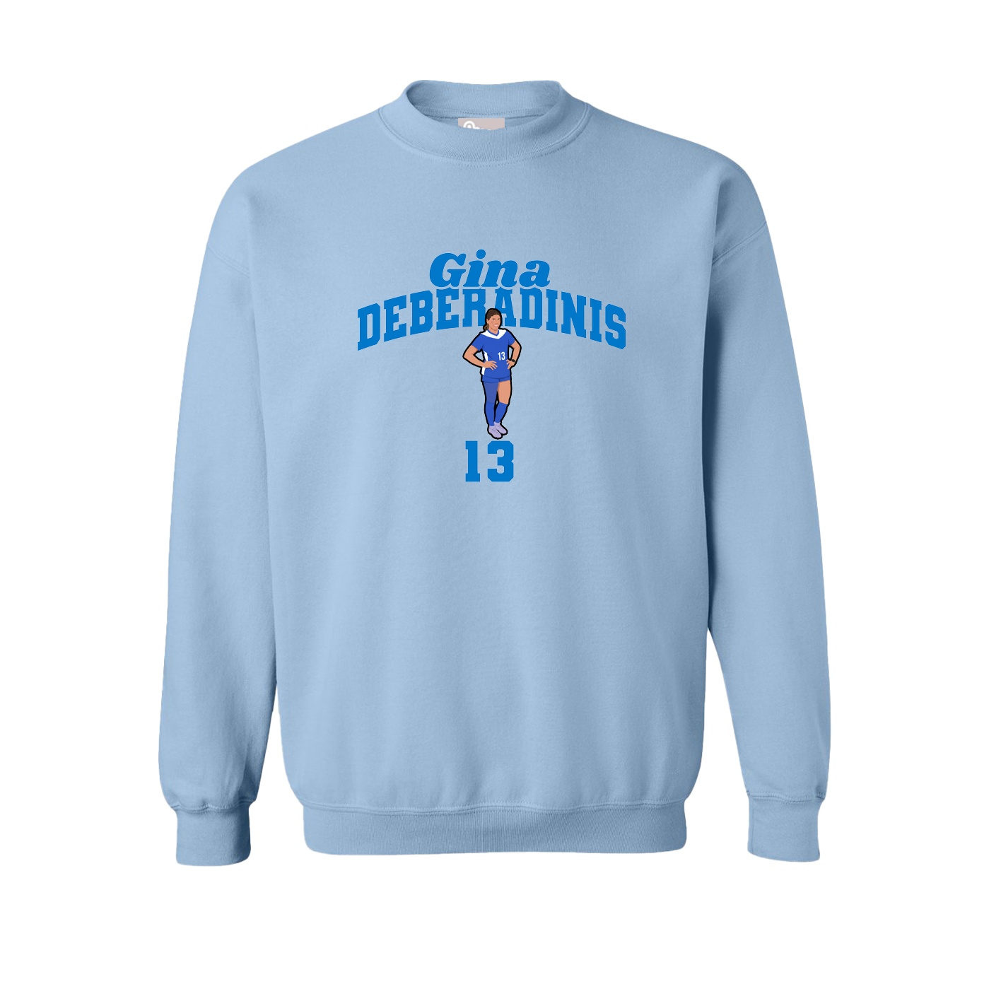 Fleece Crew — Signature Arch in Light Blue