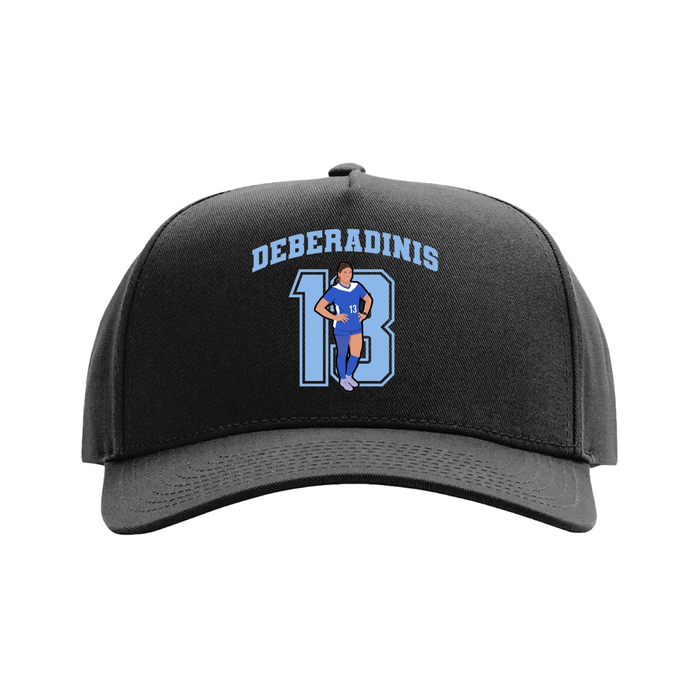 Full Fabric Five-Panel Champ Cap — Number in Black