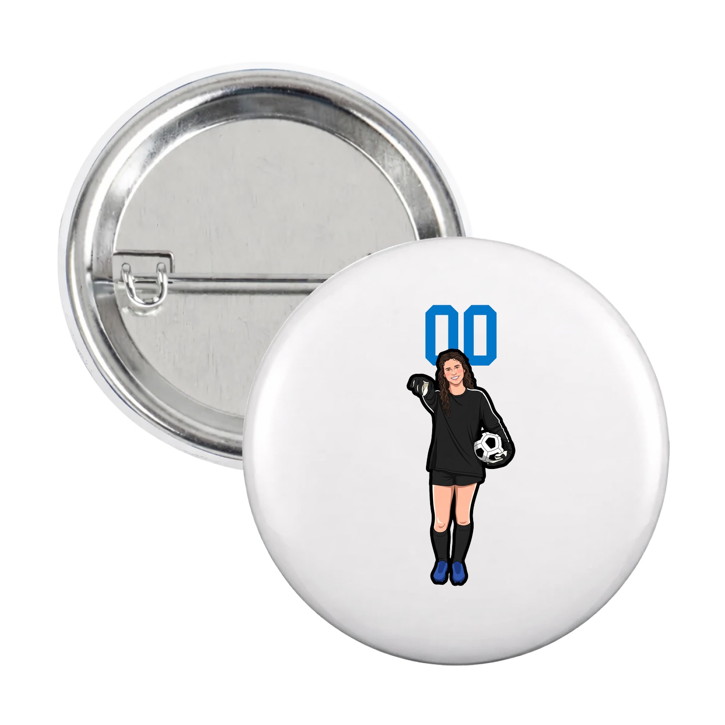 Game Day Button — Number Top in White