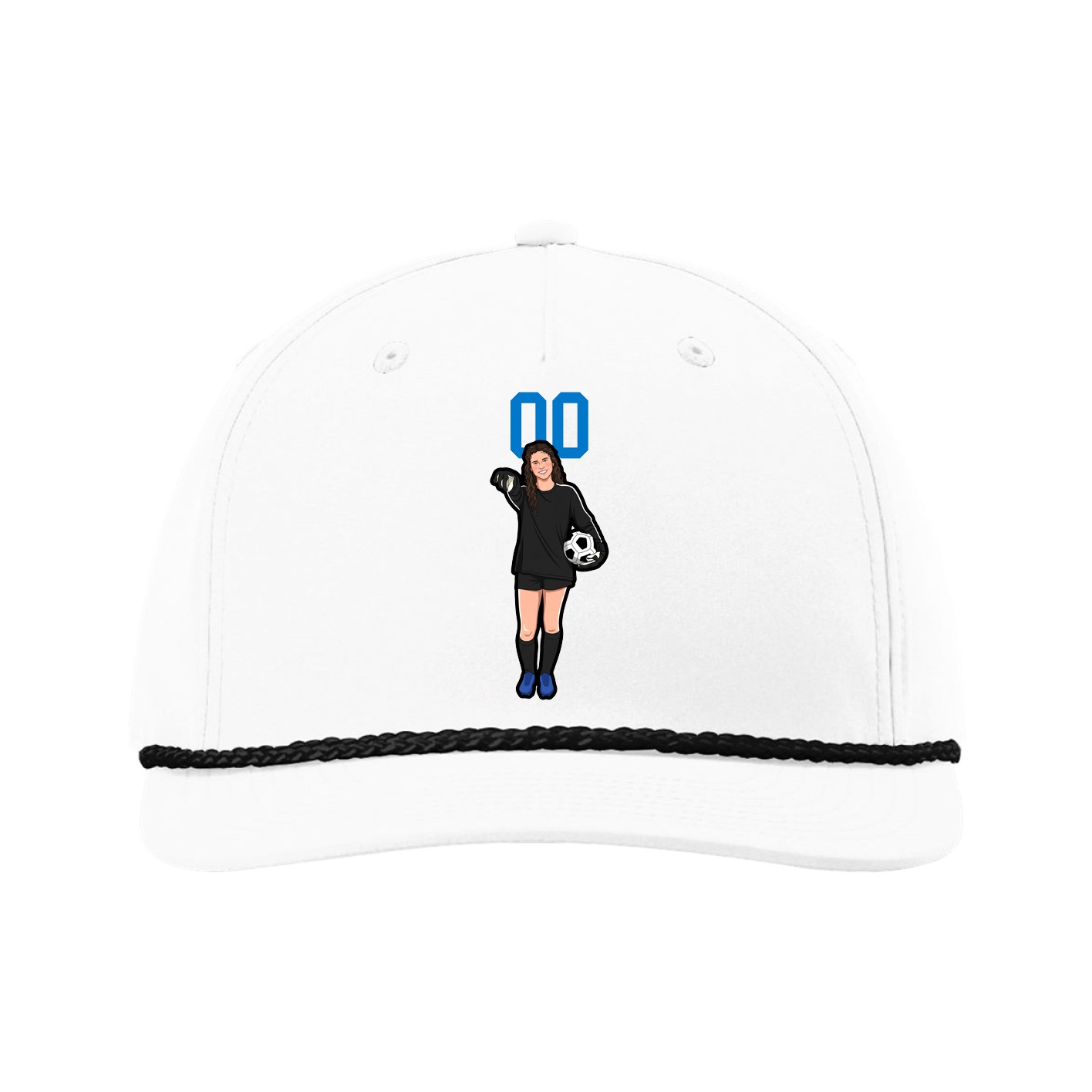 Five-Panel Classic Rope Cap — Number Top in White