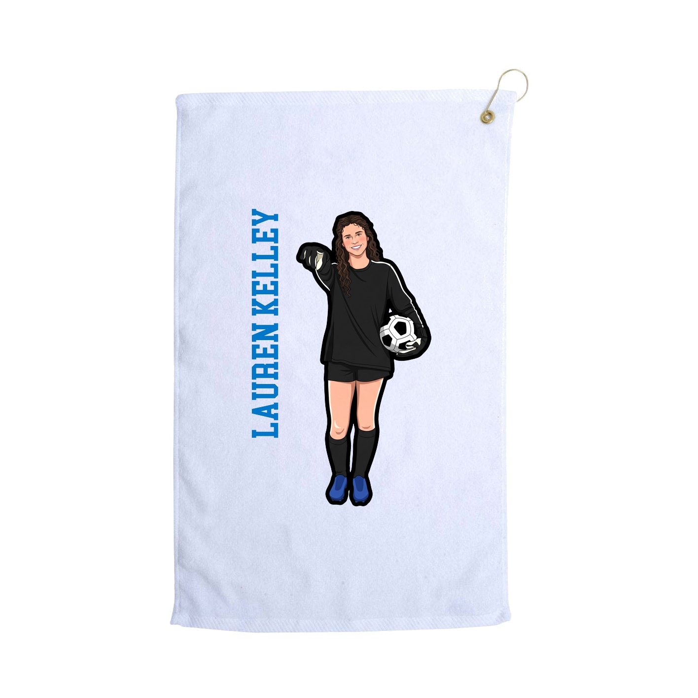 Golf Towel — Name Vertical in White
