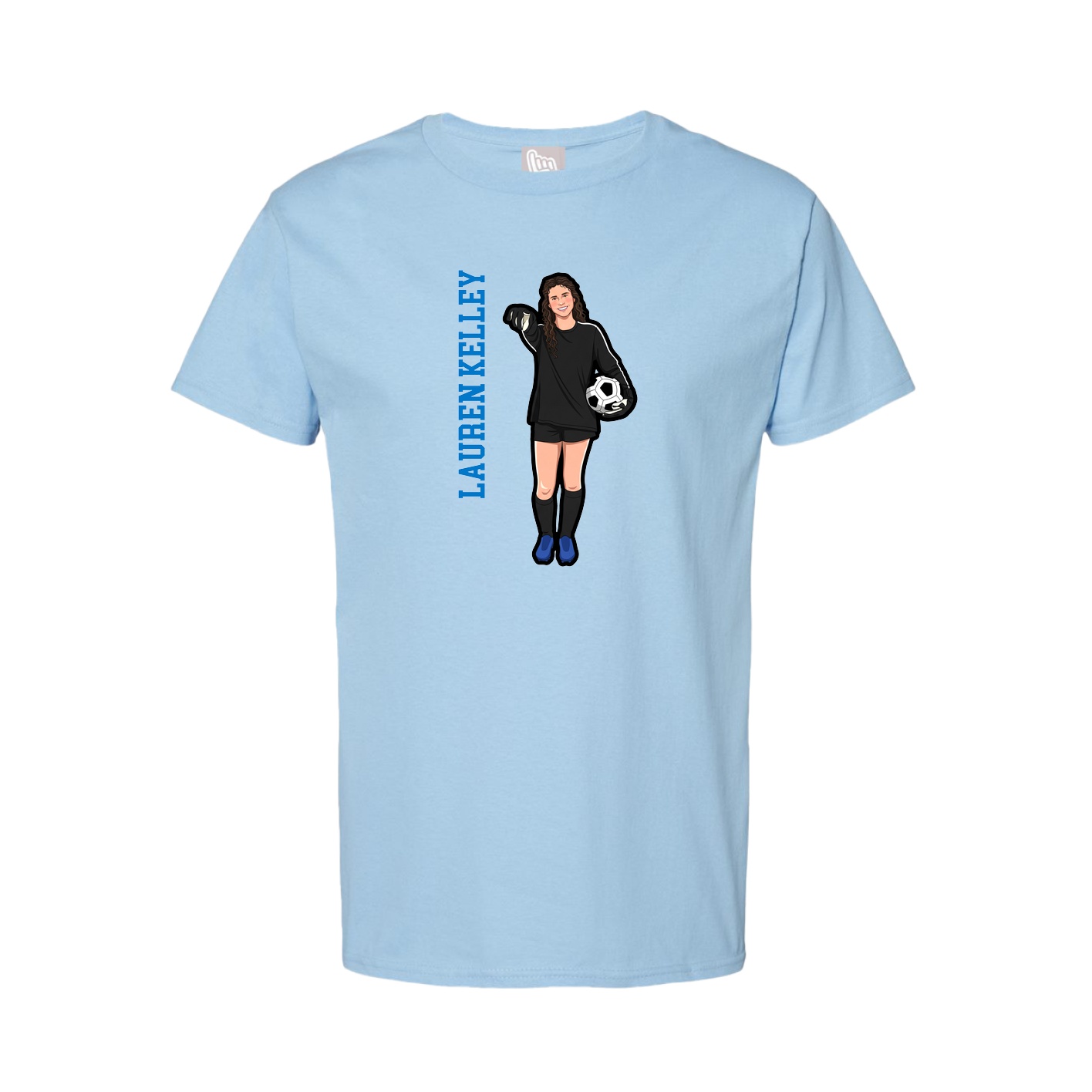 Tee — Name Vertical in Light Blue