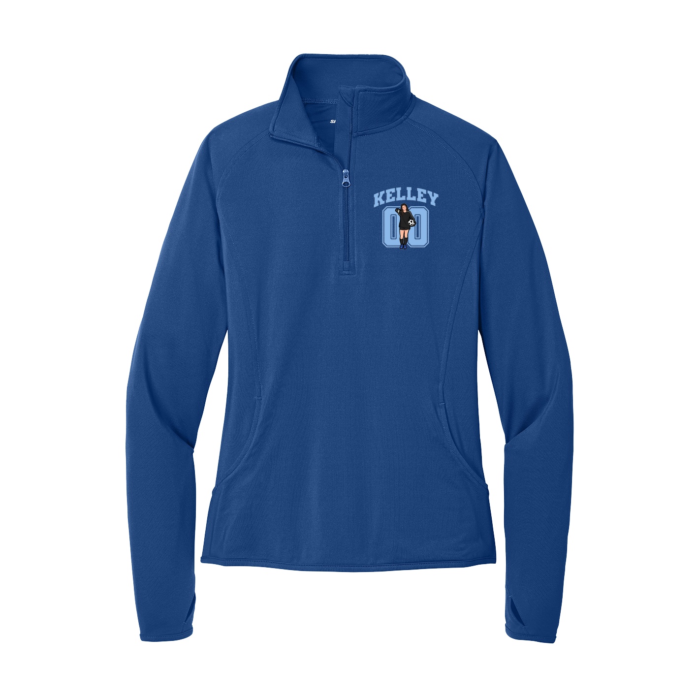 Women's Q-Zip Pullover — Number in Royal