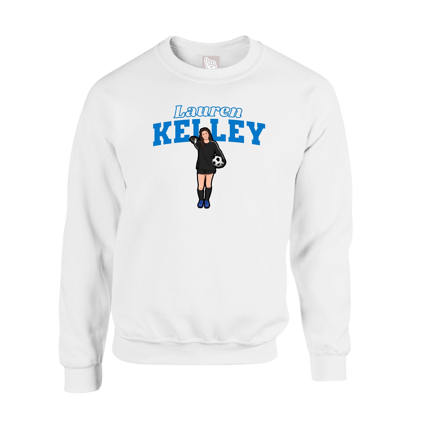 Fleece Crew — Name Arch in White