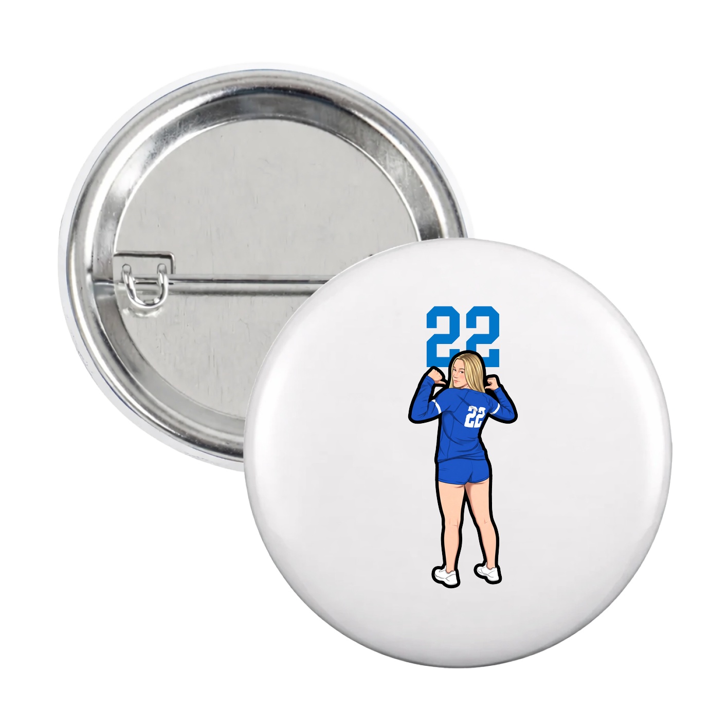 Game Day Button — Number Top in White
