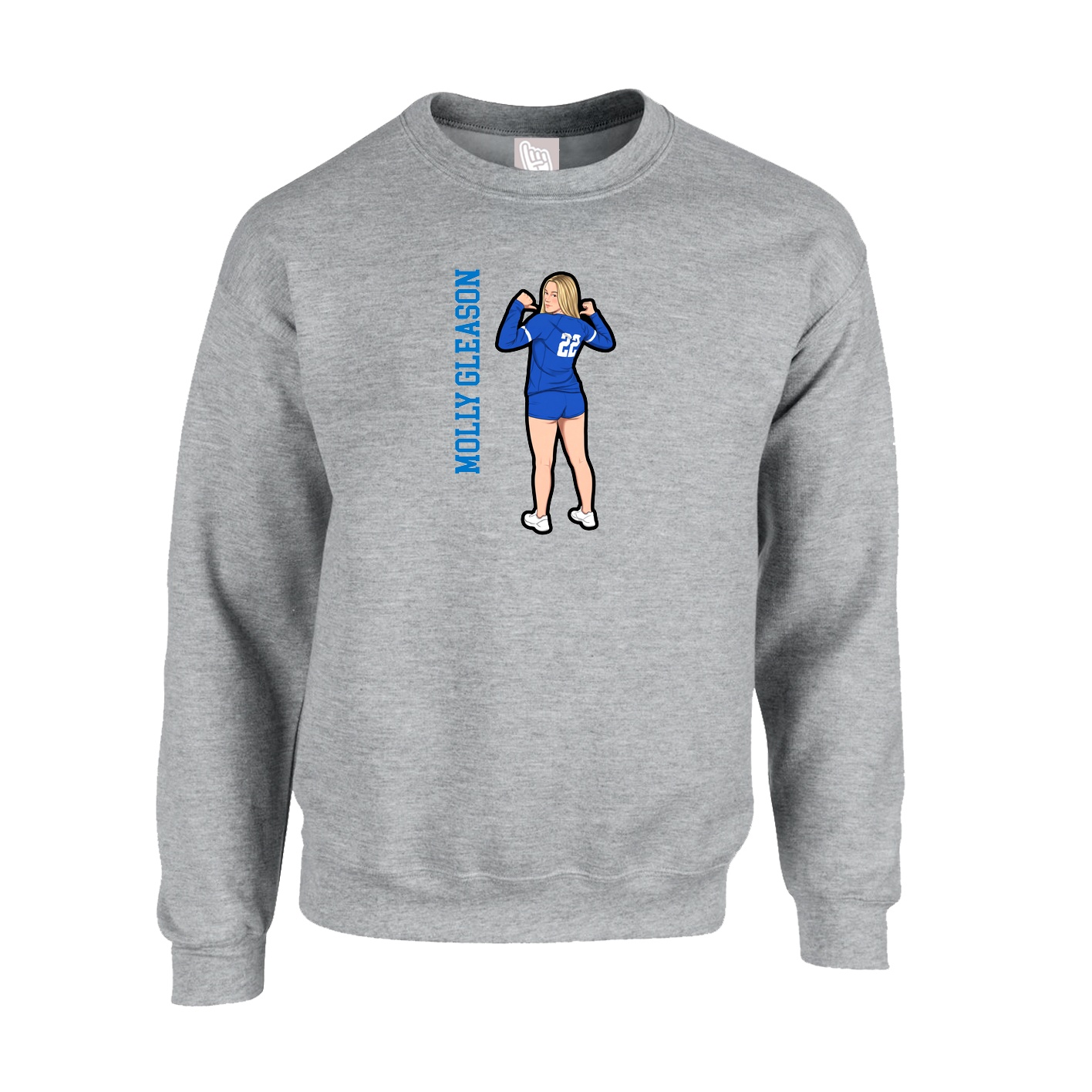 Fleece Crew — Name Vertical in Grey