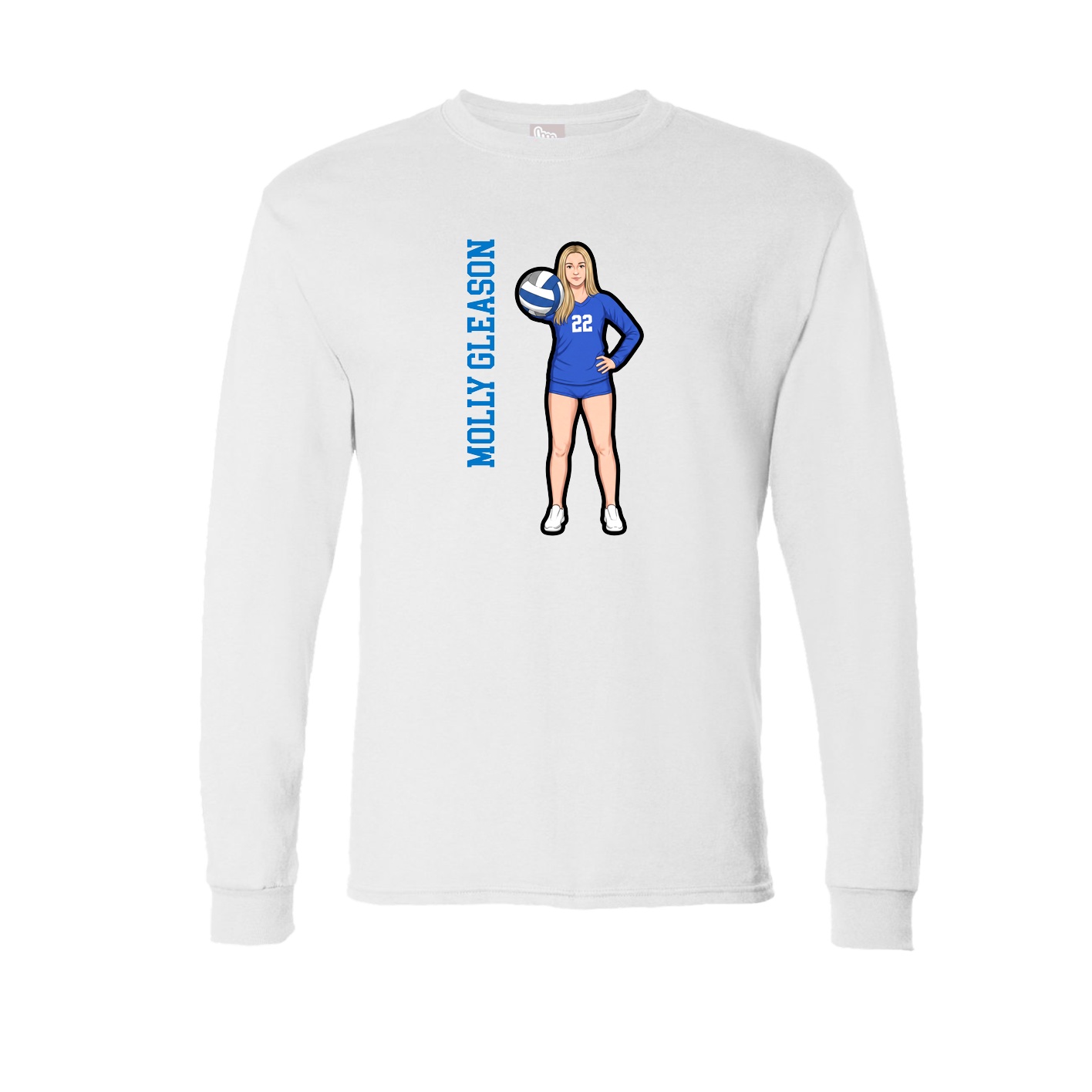 Long Sleeve Tee — Name Vertical in White