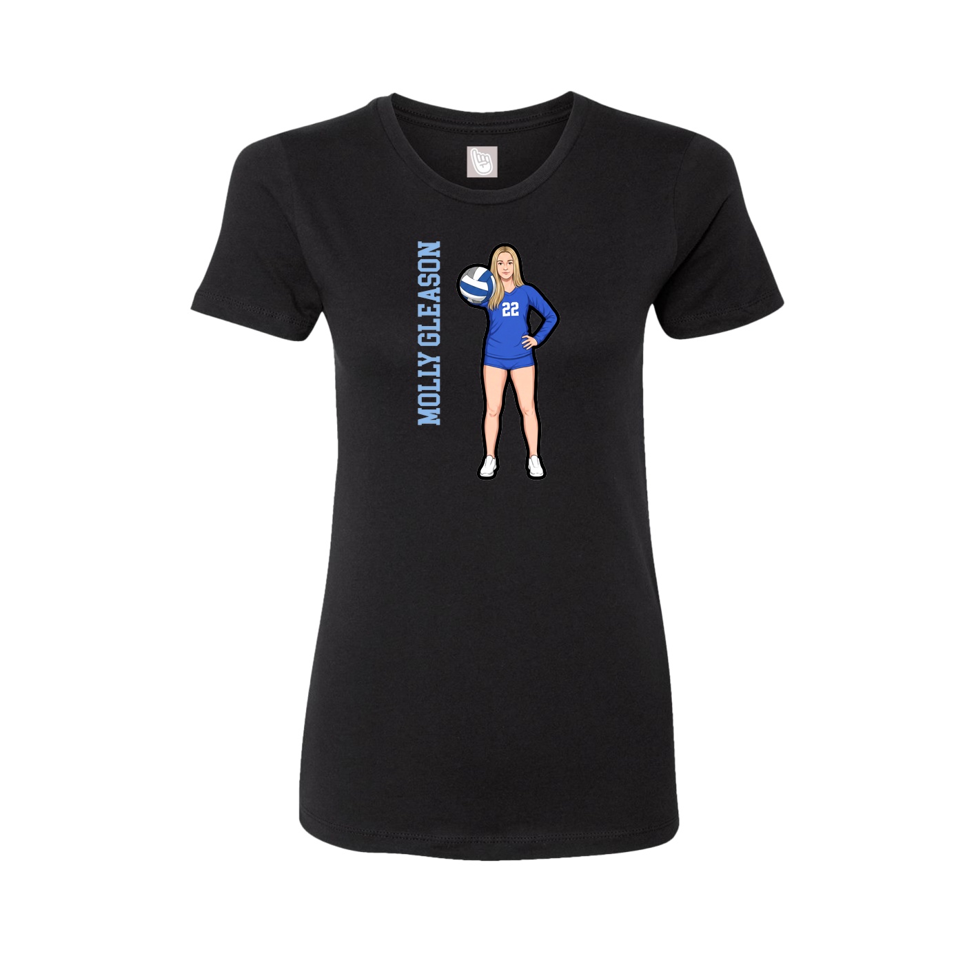 Fitted Women's Tee — Name Vertical in Black