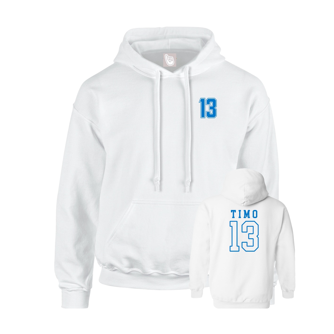 Youth Hoodie — Chest Back in White