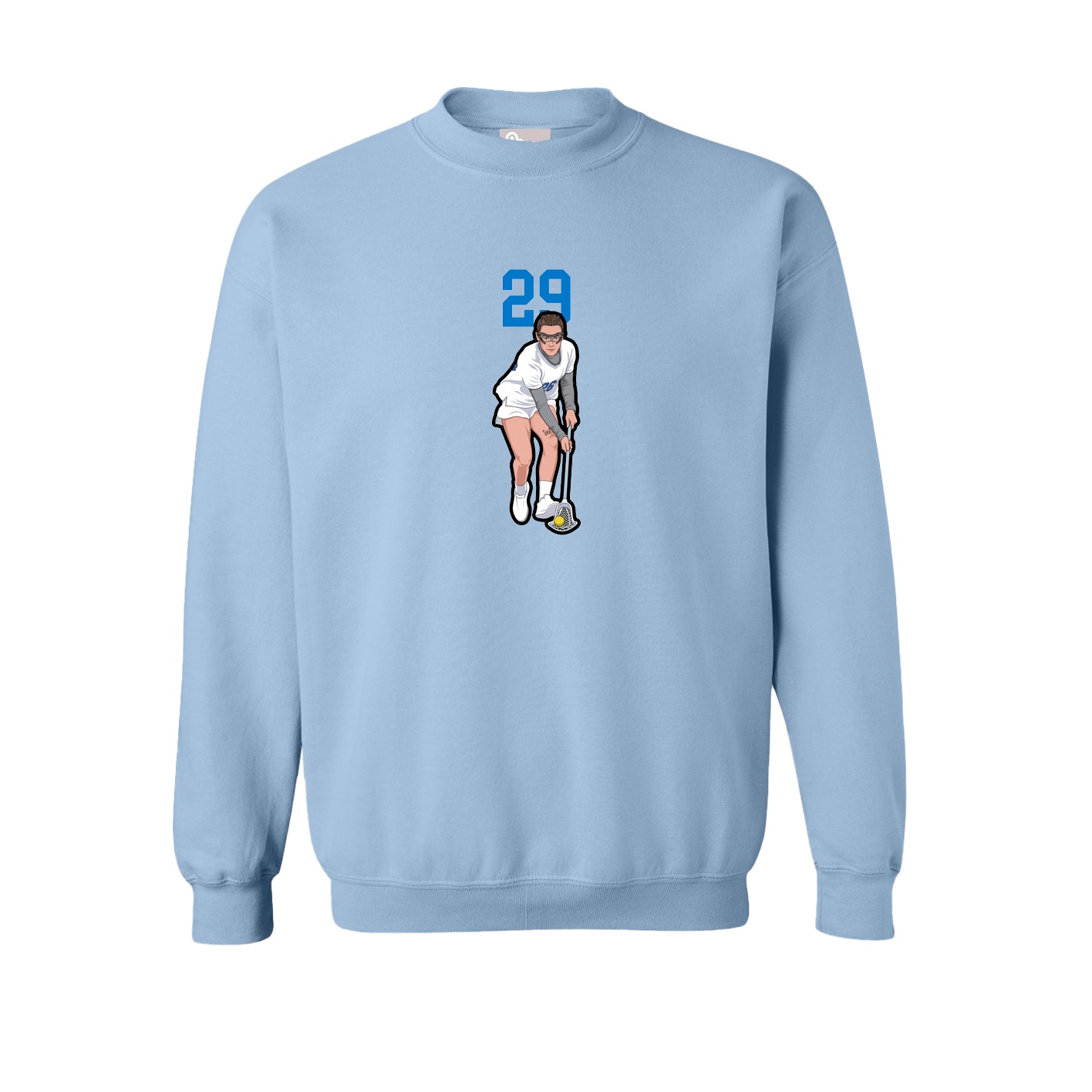 Fleece Crew — Number Top in Light Blue