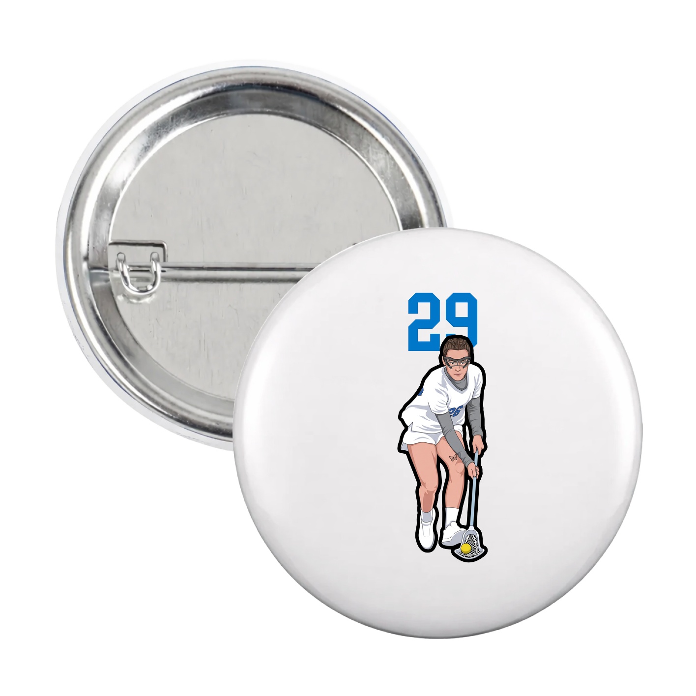 Game Day Button — Number Top in White