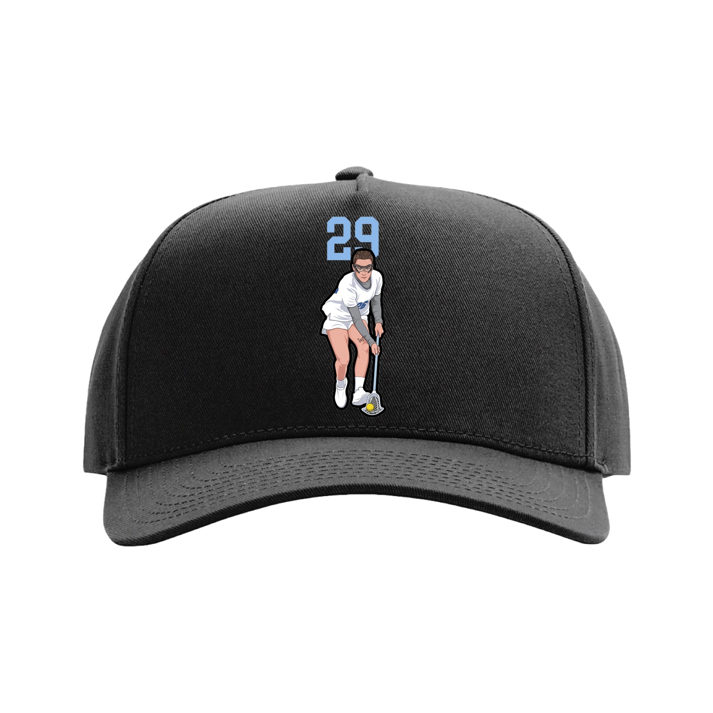 Full Fabric Five-Panel Champ Cap — Number Top in Black