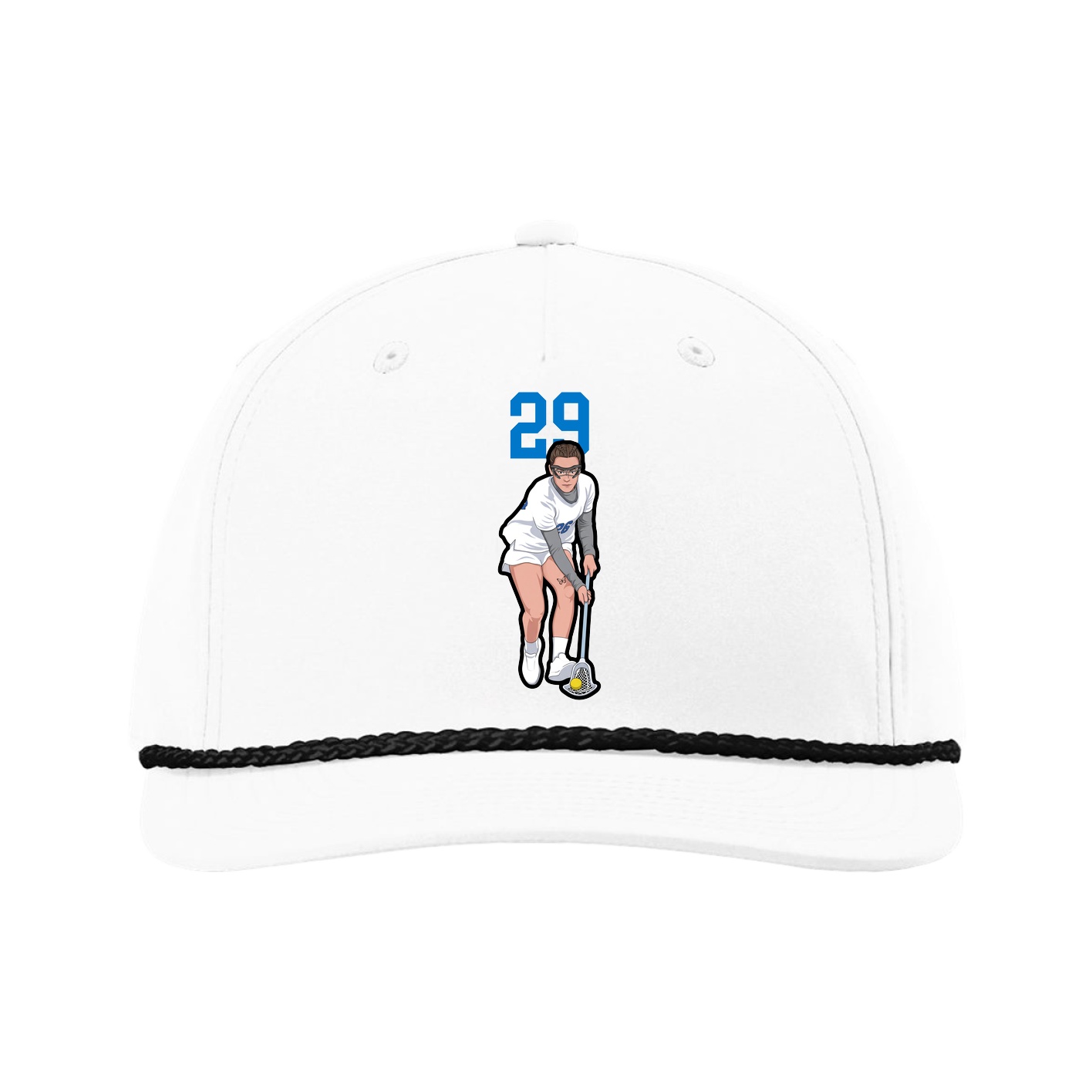 Five-Panel Classic Rope Cap — Number Top in White