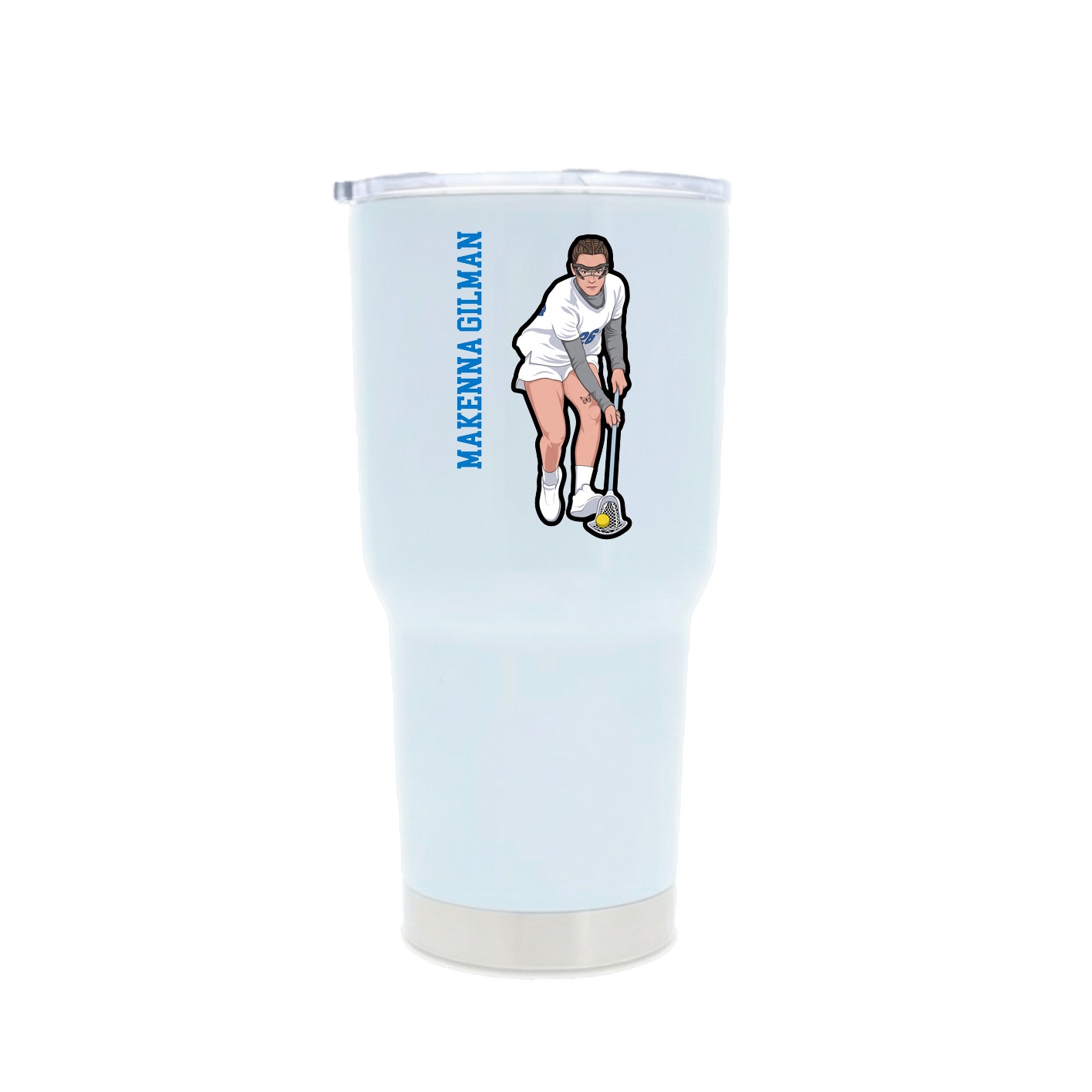 30oz Stainless Steel Tumbler — Name Vertical in White