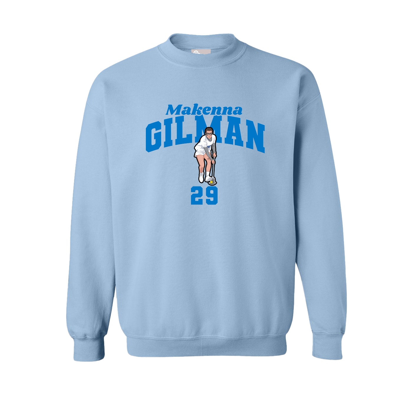 Fleece Crew — Signature Arch in Light Blue