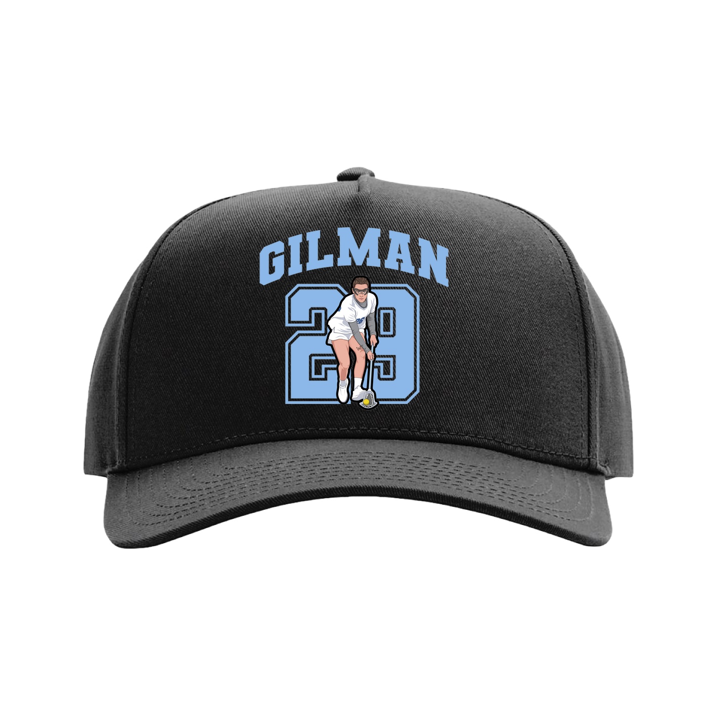 Full Fabric Five-Panel Champ Cap — Number in Black