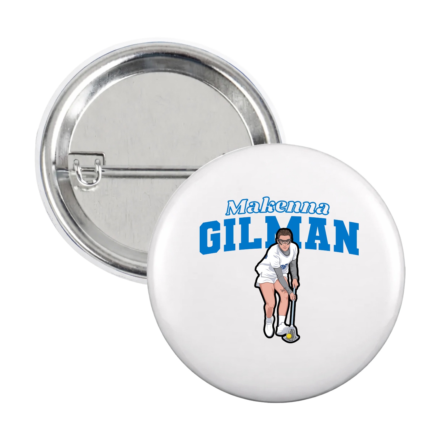 Game Day Button — Name Arch in White