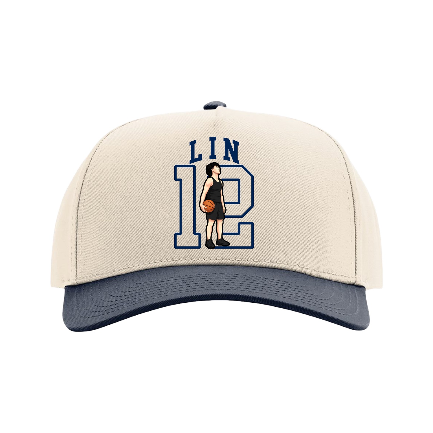 Full Fabric Five-Panel Champ Cap — Shirsey in Cream/Navy