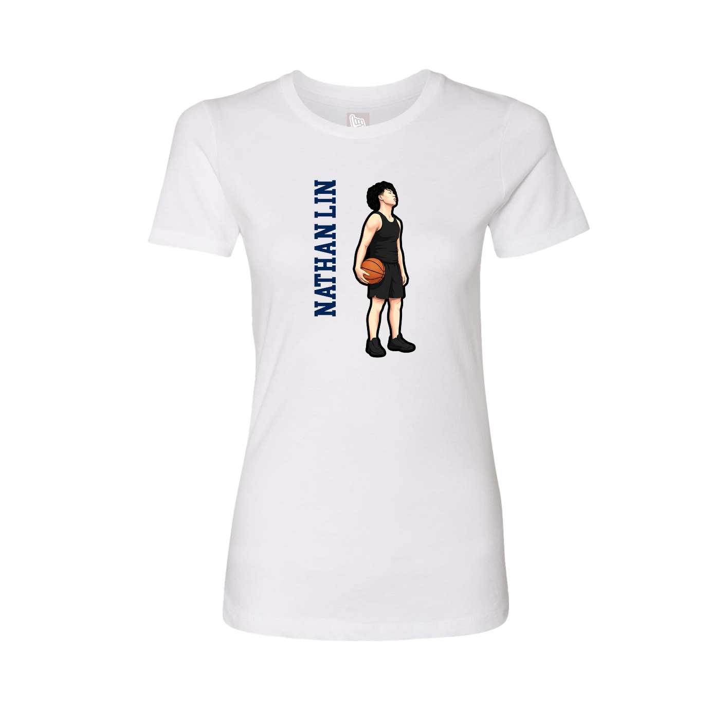 Womens Tee — Name Vertical in White