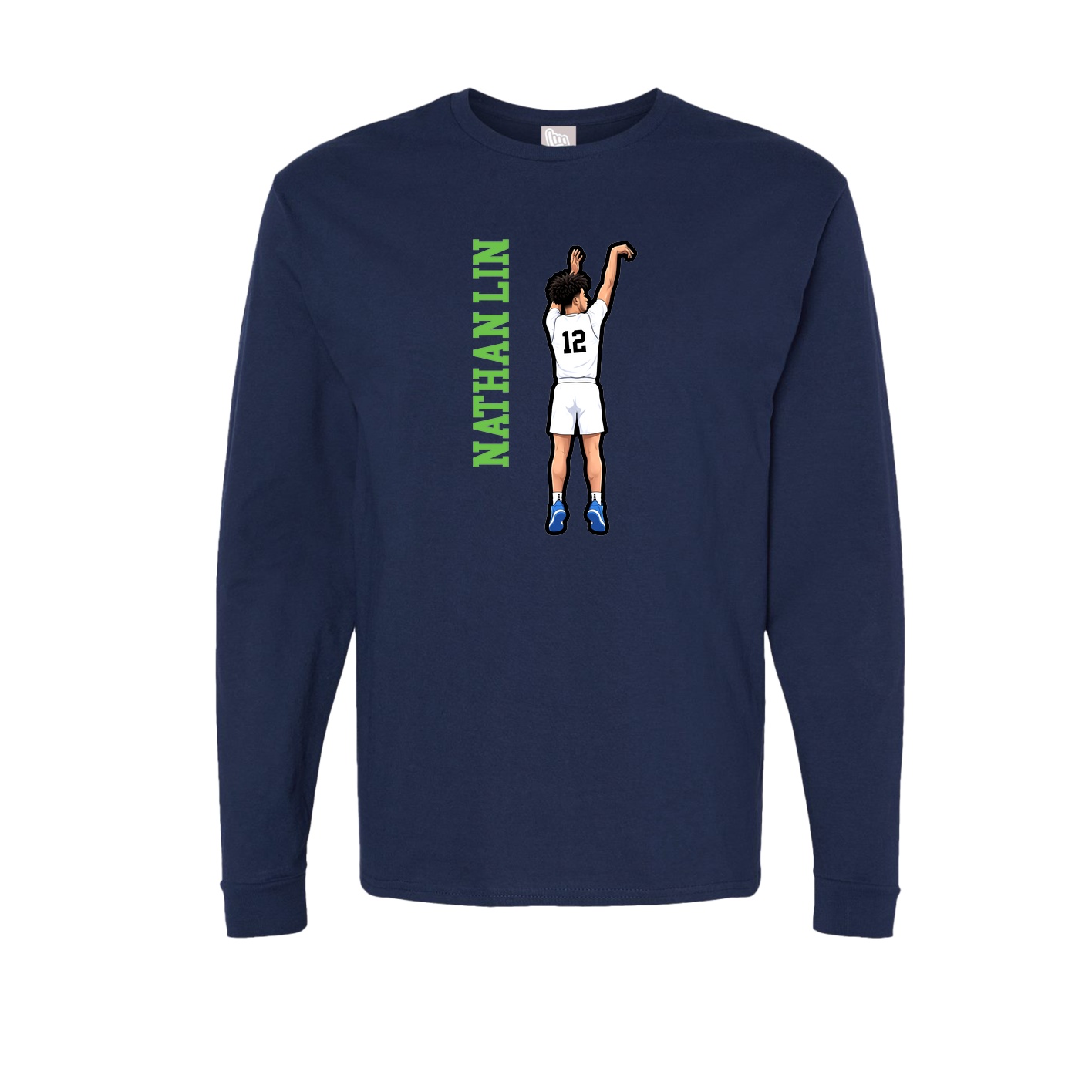 Long Sleeve Tee — Name Vertical in Navy