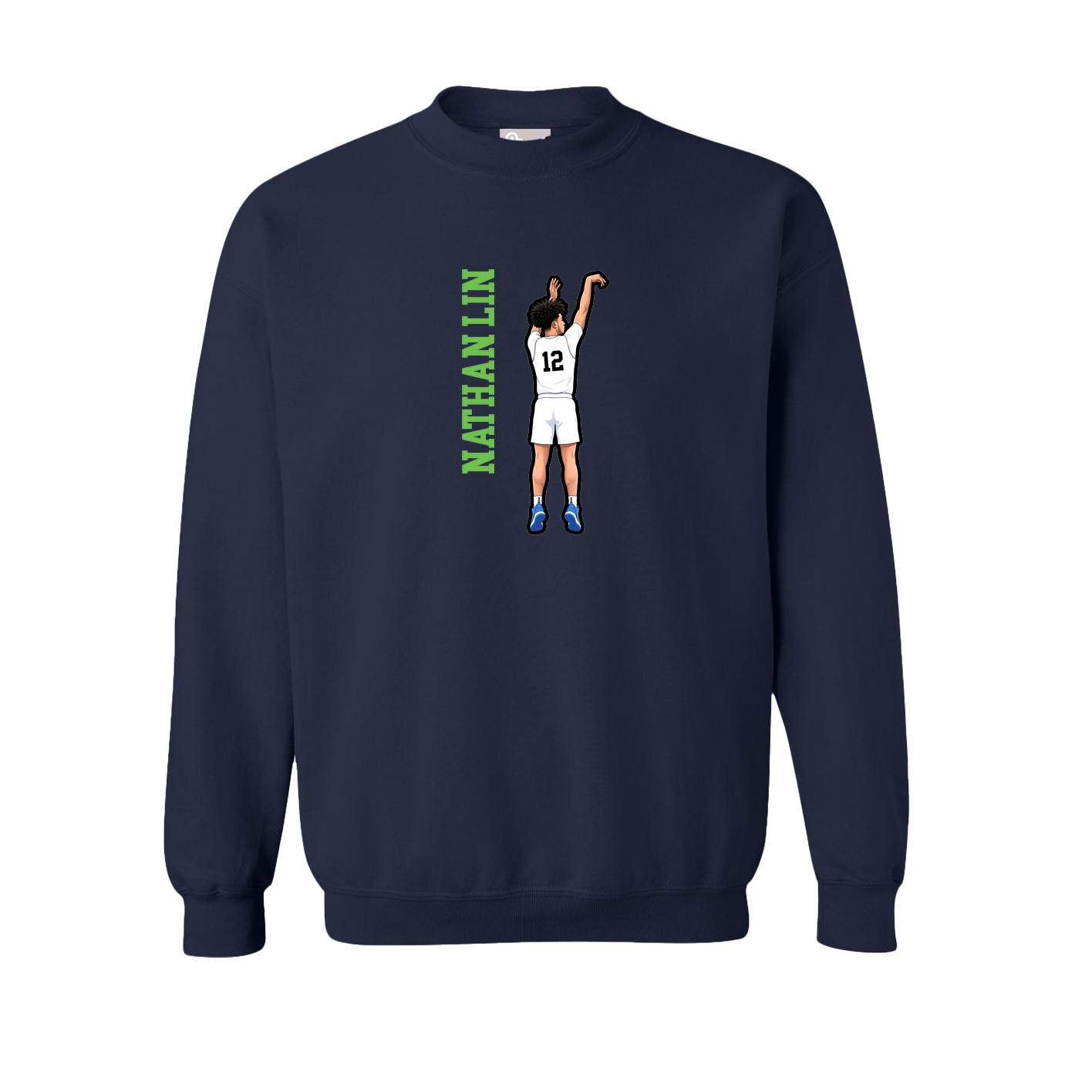 Fleece Crew — Name Vertical in Navy