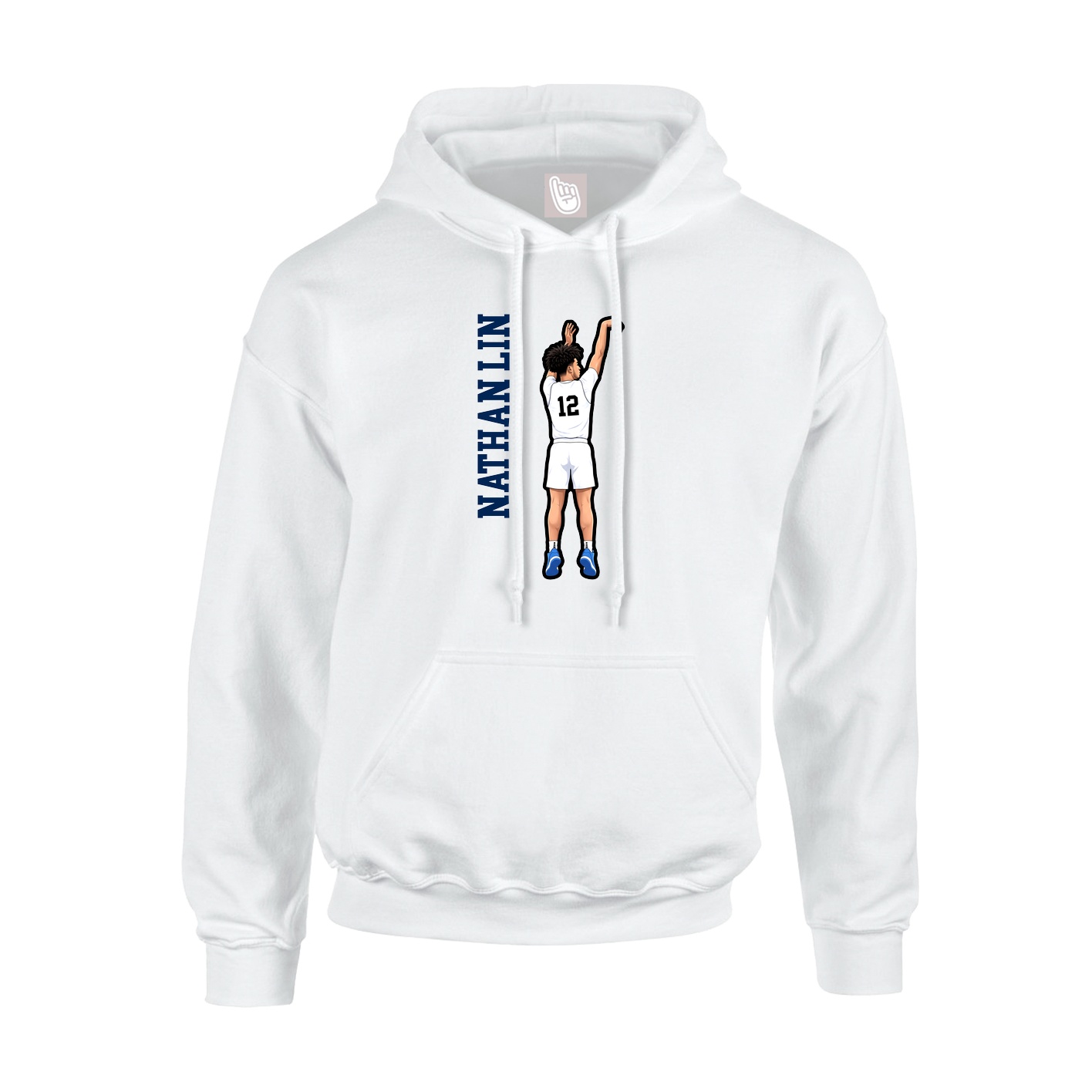 Youth Hoodie — Name Vertical in White