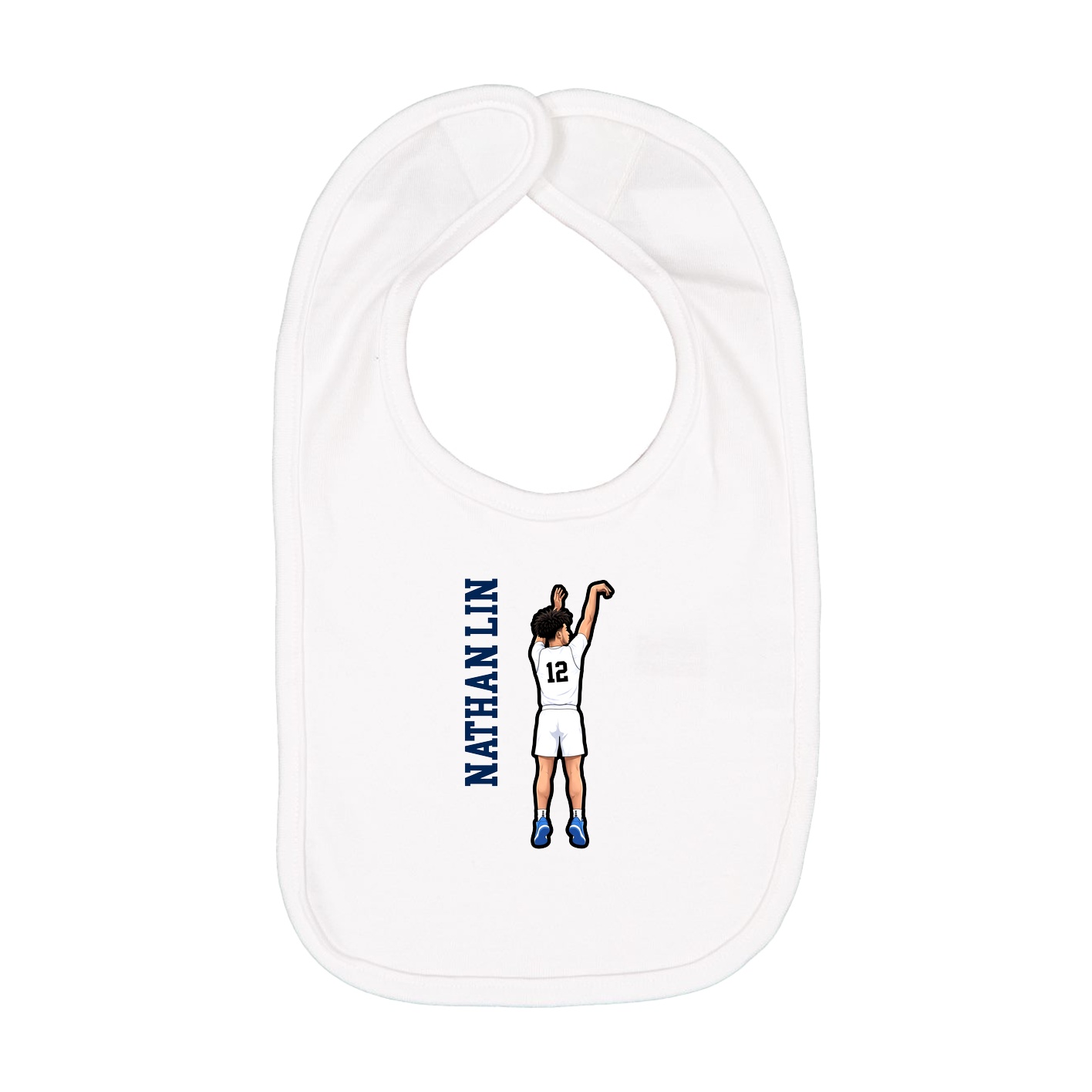 Infant Bib — Name Vertical in White