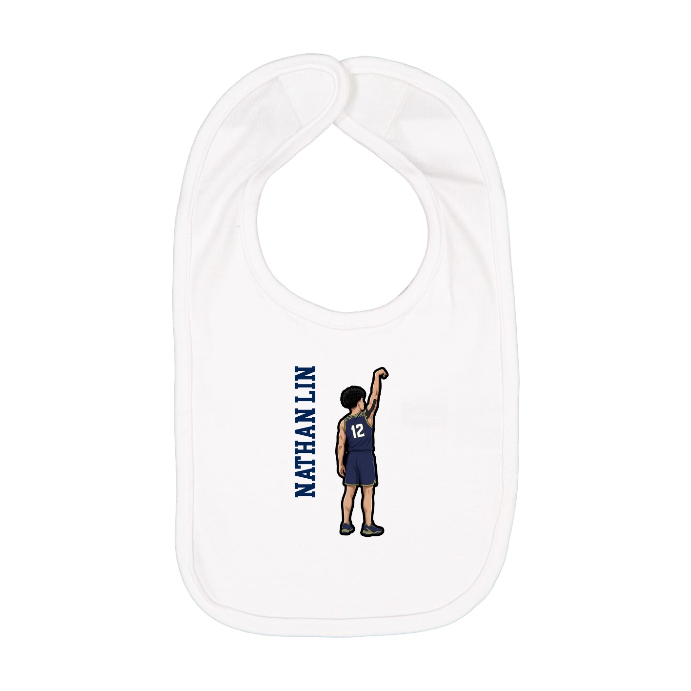 Infant Bib — Name Vertical in White