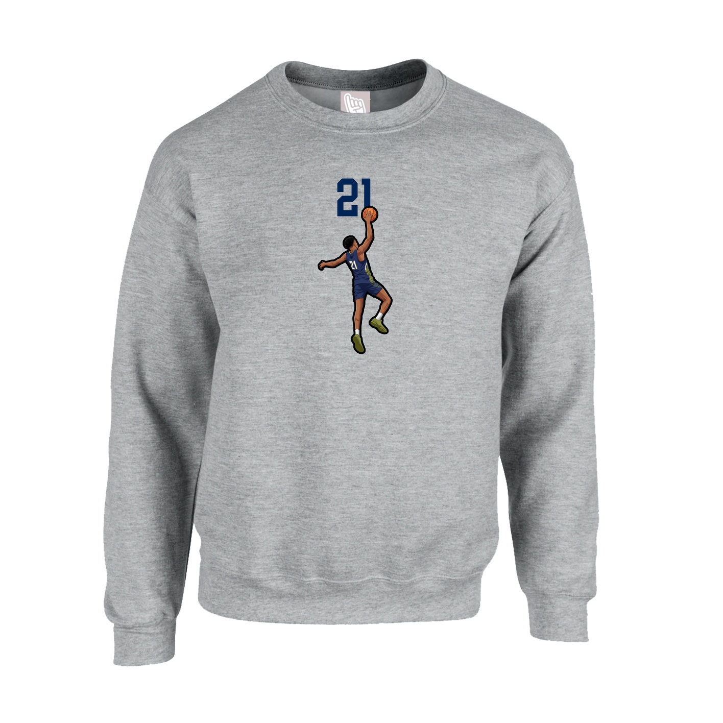 Fleece Crew — Number Top in Grey