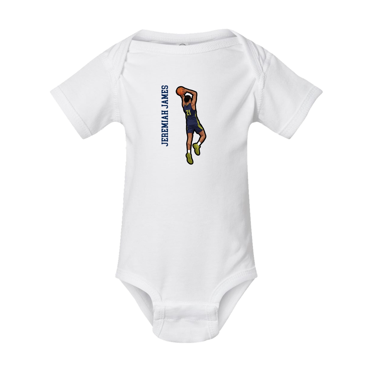 Baby Onesie — Name Vertical in White