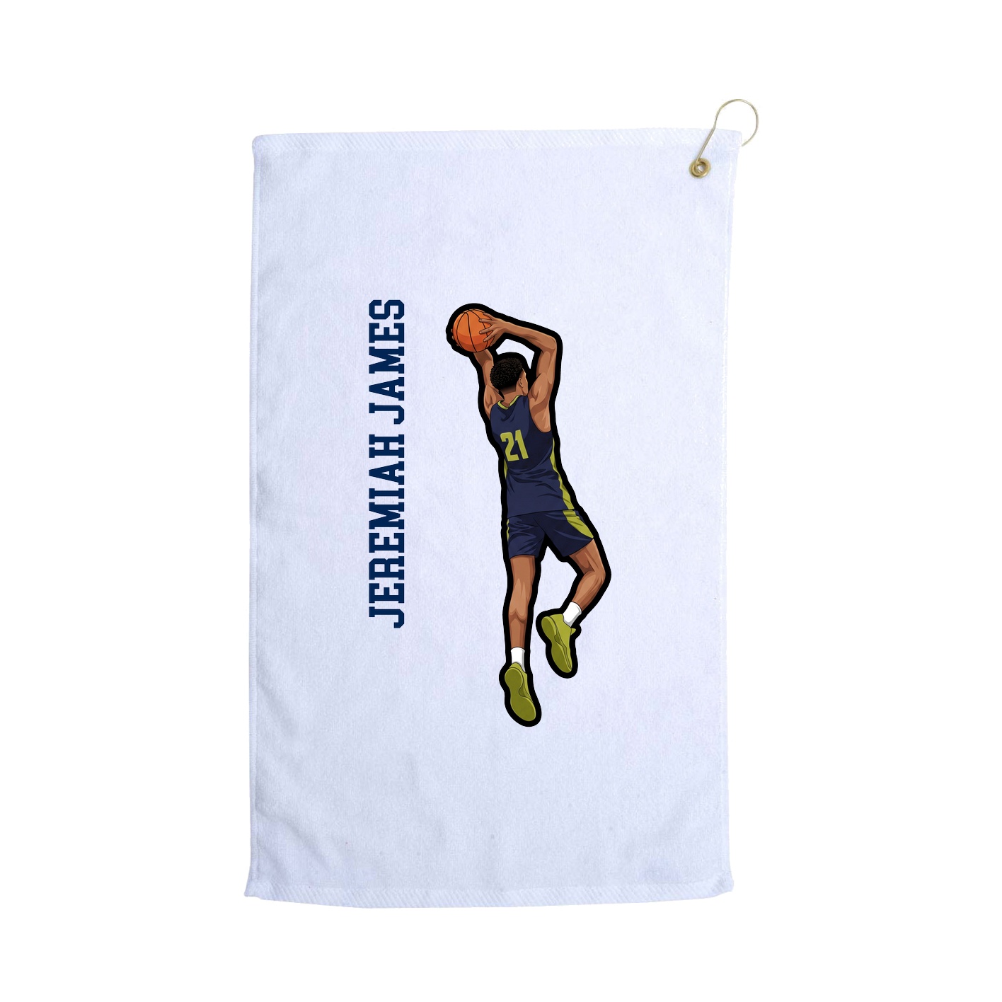 Golf Towel — Name Vertical in White