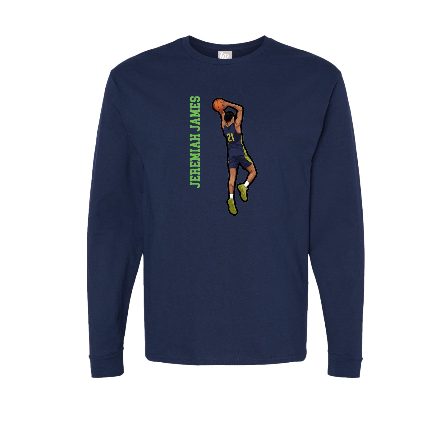 Long Sleeve Tee — Name Vertical in Navy