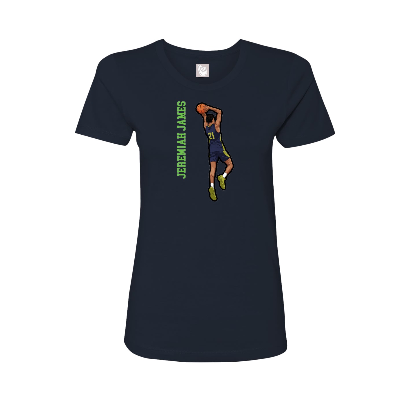 Womens Tee — Name Vertical in Navy