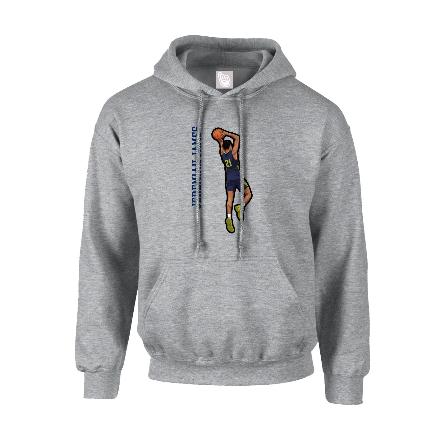 Youth Hoodie — Name Vertical in Grey