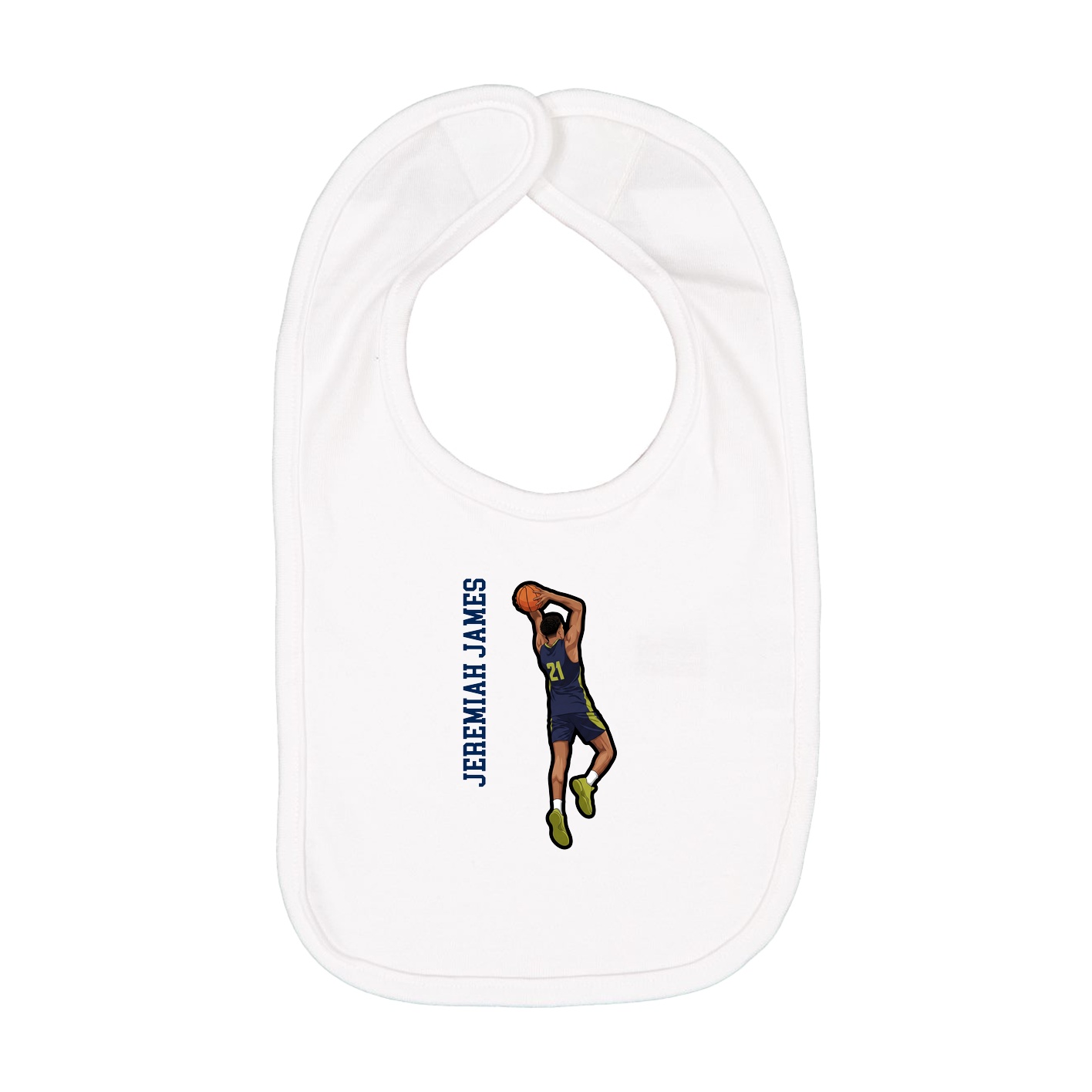 Infant Bib — Name Vertical in White