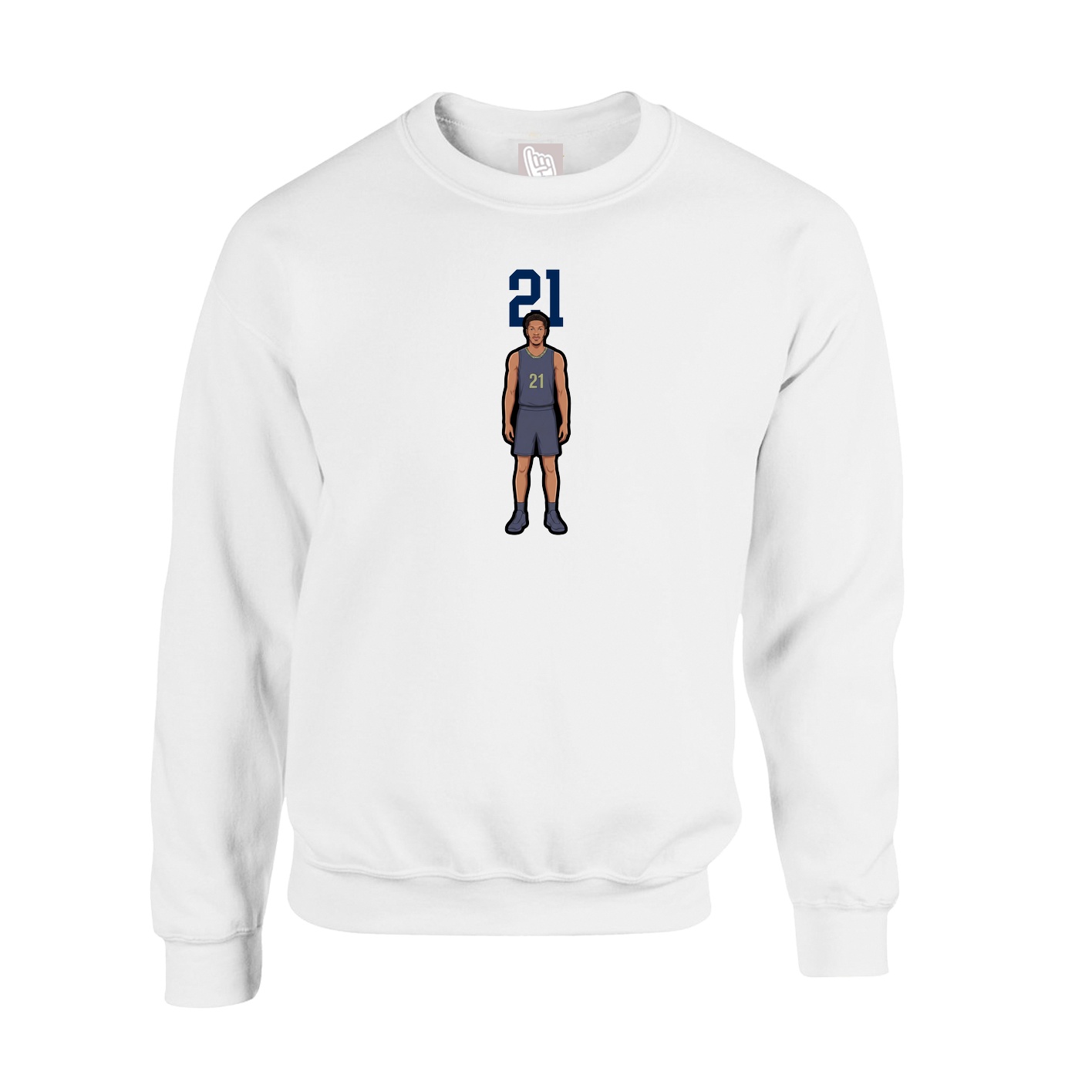 Fleece Crew — Number Top in White