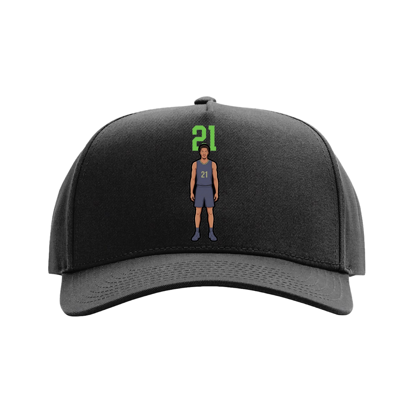 Full Fabric Five-Panel Champ Cap — Number Top in Black