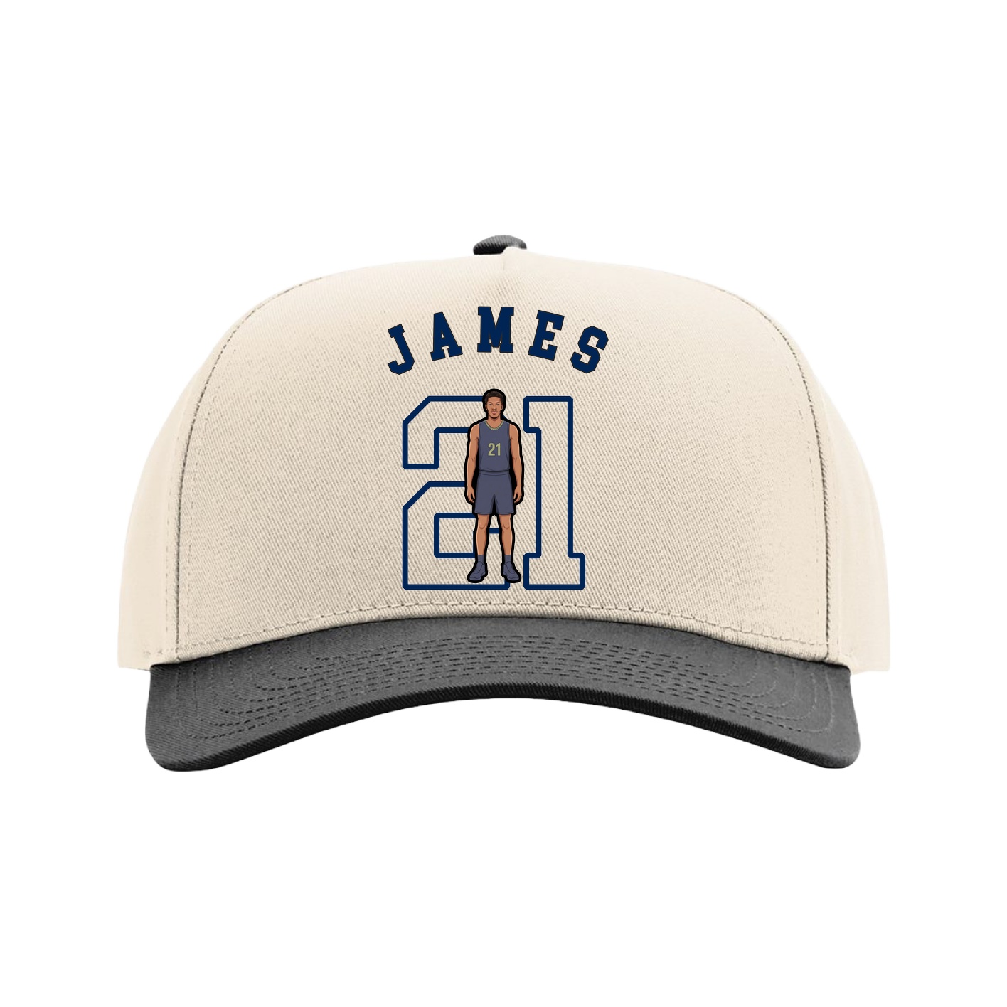Full Fabric Five-Panel Champ Cap — Shirsey Arch in Cream/Black