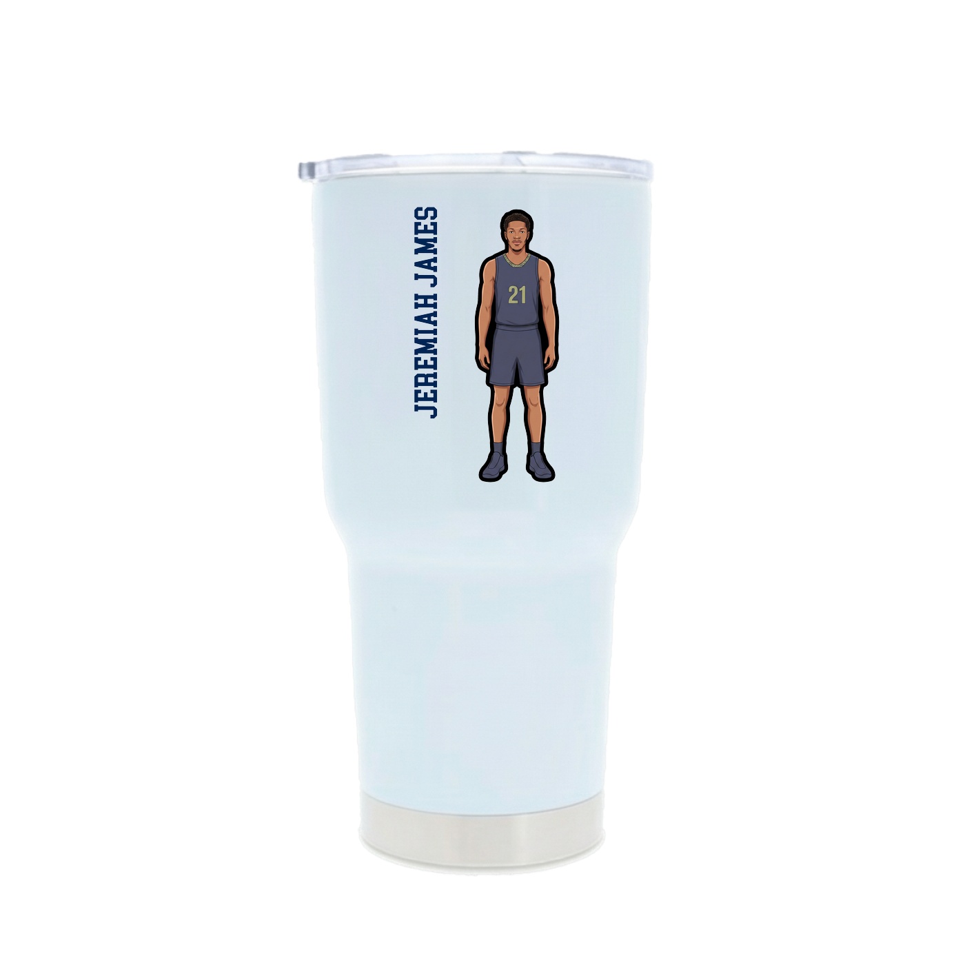 30oz Stainless Steel Tumbler — Name Vertical in White