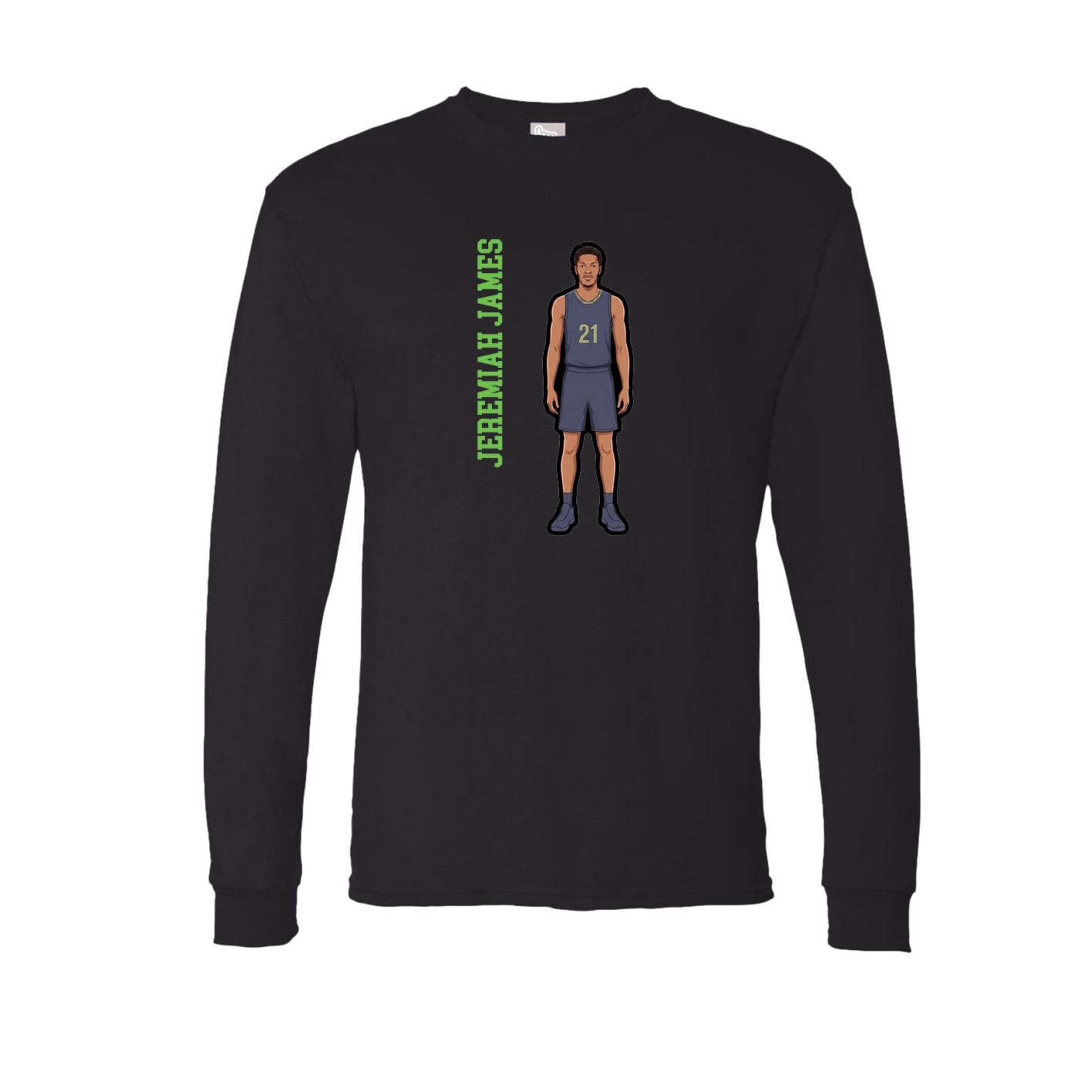 Long Sleeve Tee — Name Vertical in Black