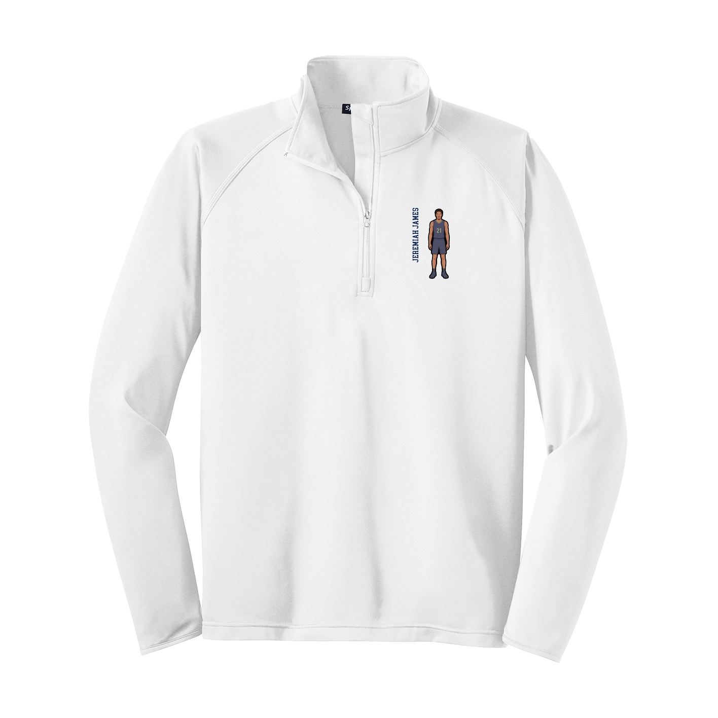 Q-Zip Pullover — Name Vertical in White
