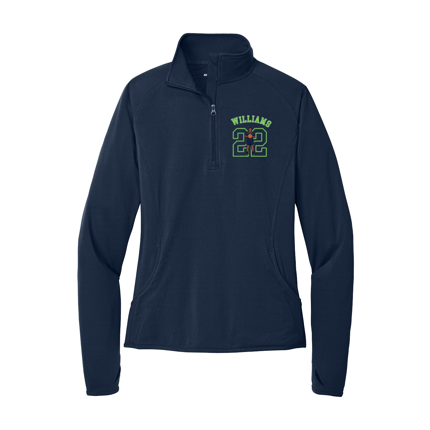 Women's Q-Zip Pullover — Shirsey Arch in Navy
