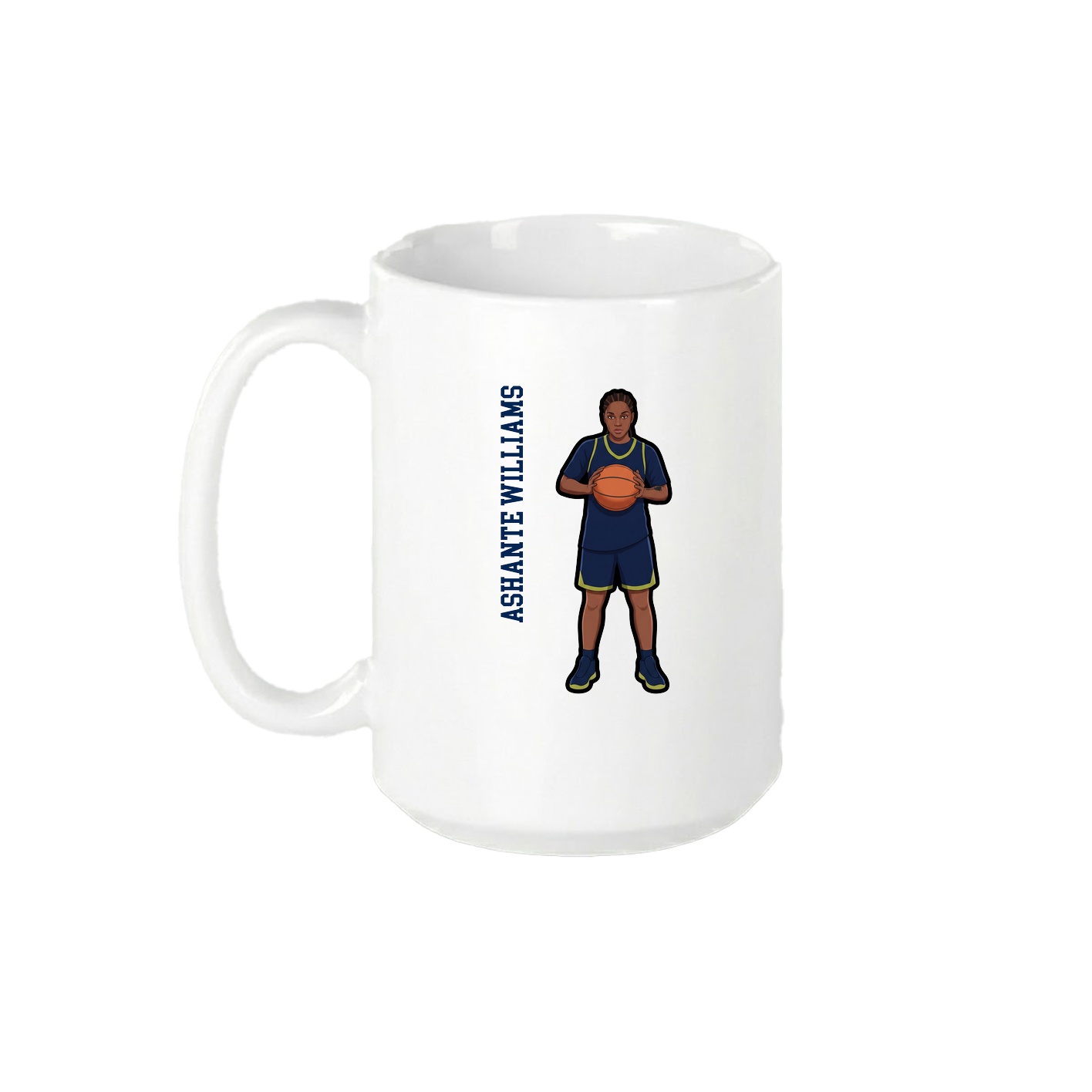 15oz Coffee Mug — Name Vertical in White
