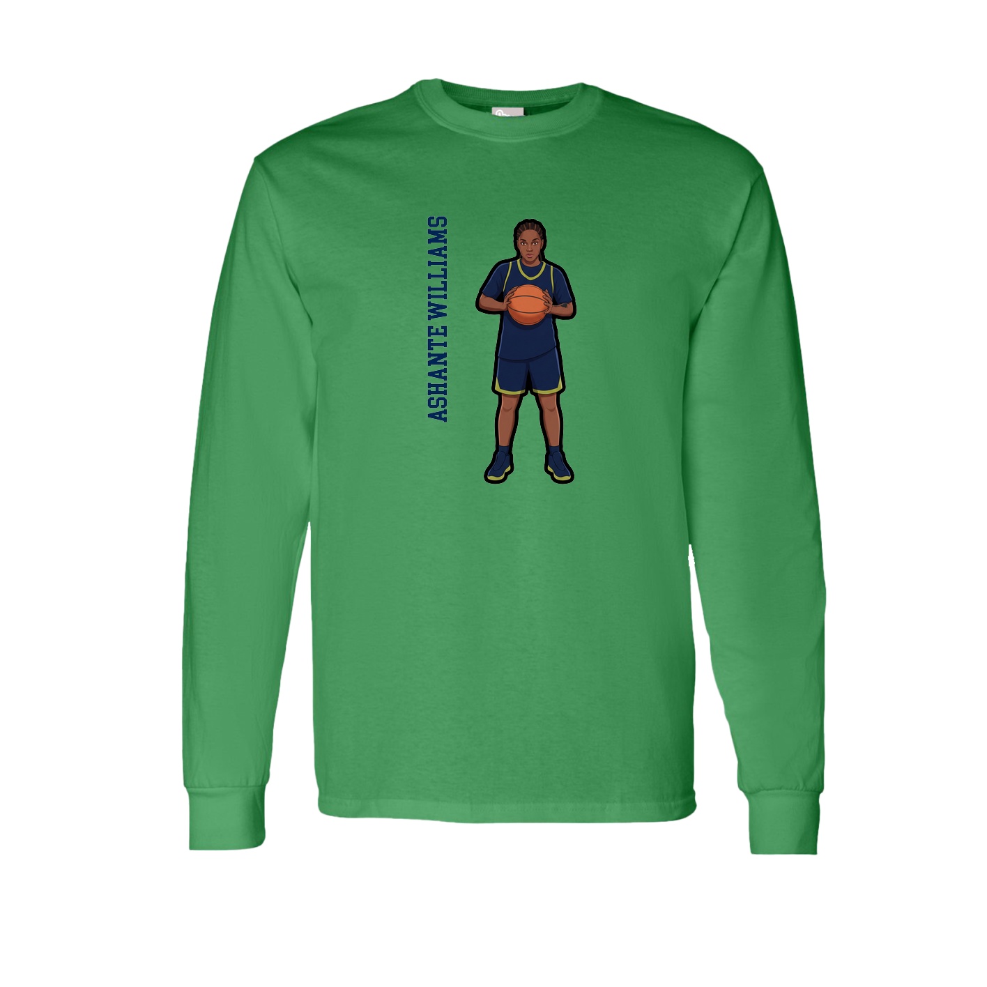 Long Sleeve Tee — Name Vertical in Green