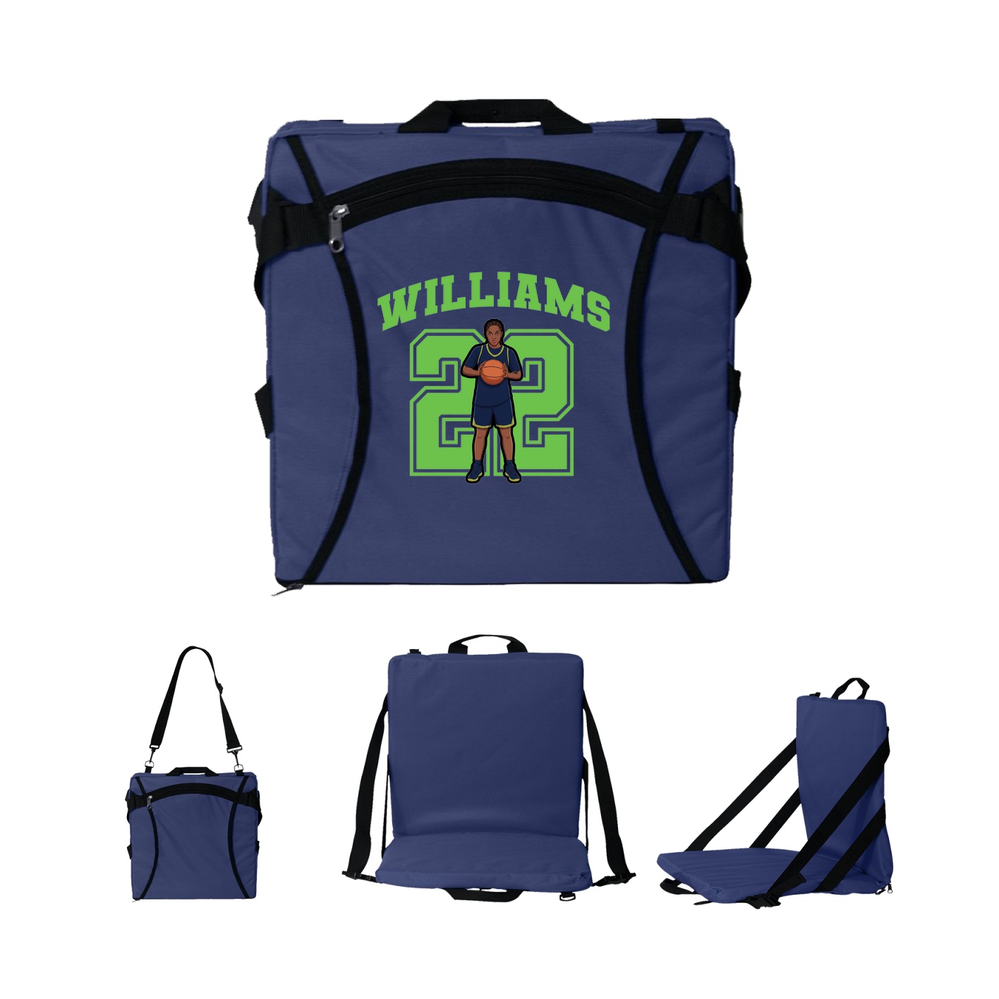 Folding Stadium Seat — Number in Navy