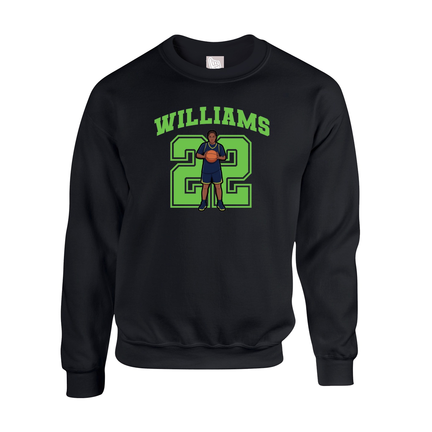 Fleece Crew — Number in Black
