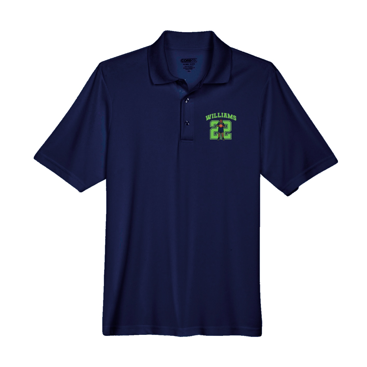 Performance Polo — Number in Navy